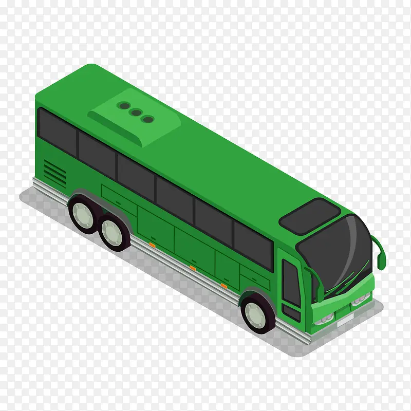 正面绿色公交矢量素材