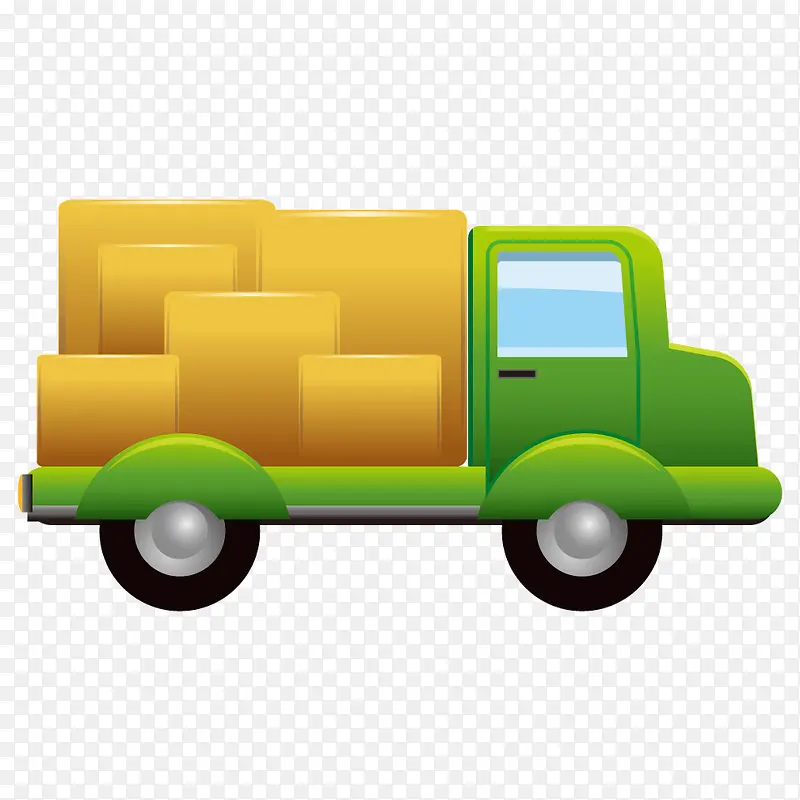 绿色质感卡通货车