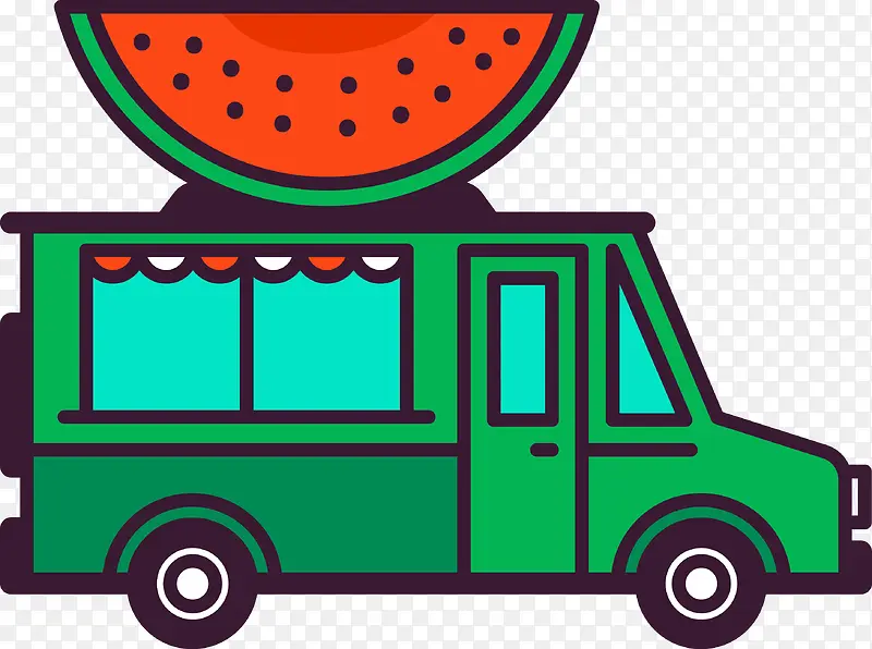 绿色西瓜食物车图