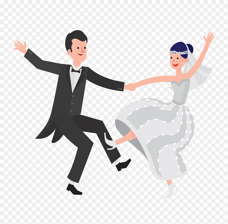 开心得跳舞的新郎新娘