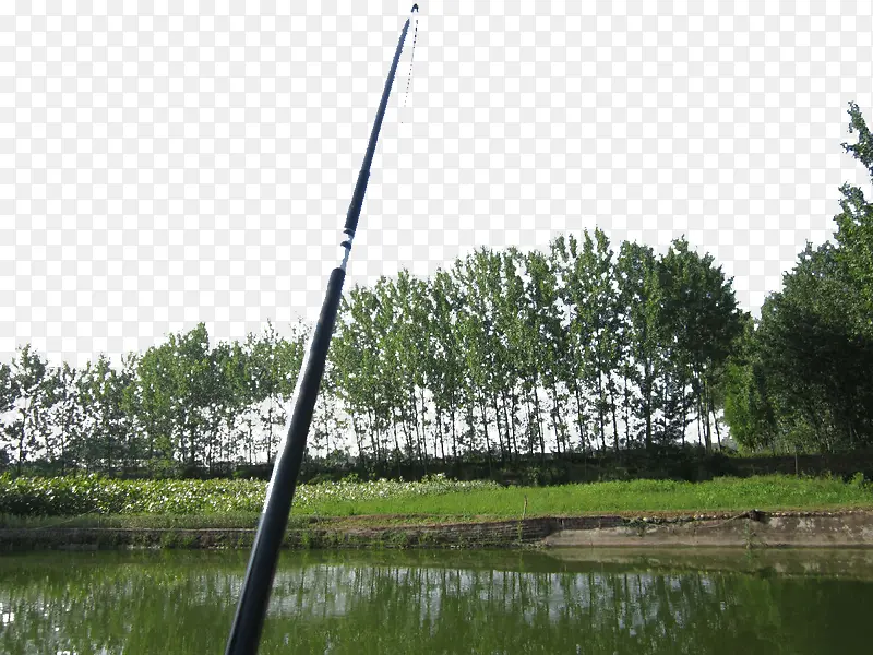 野外钓鱼的鱼竿