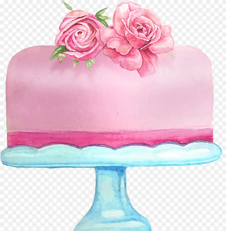 手绘卡通婚礼装饰粉色蛋糕