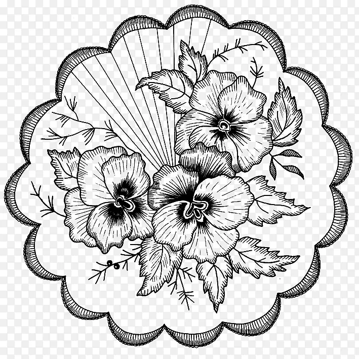 鲜花绿叶花边简笔画