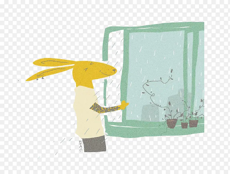 卡通淋雨袋鼠