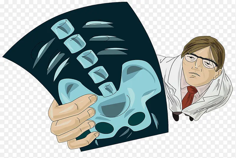 卡通插图骨盆X光片