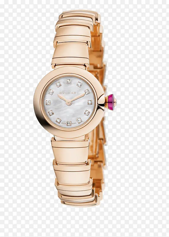 宝格丽玫瑰金色腕表手表女表