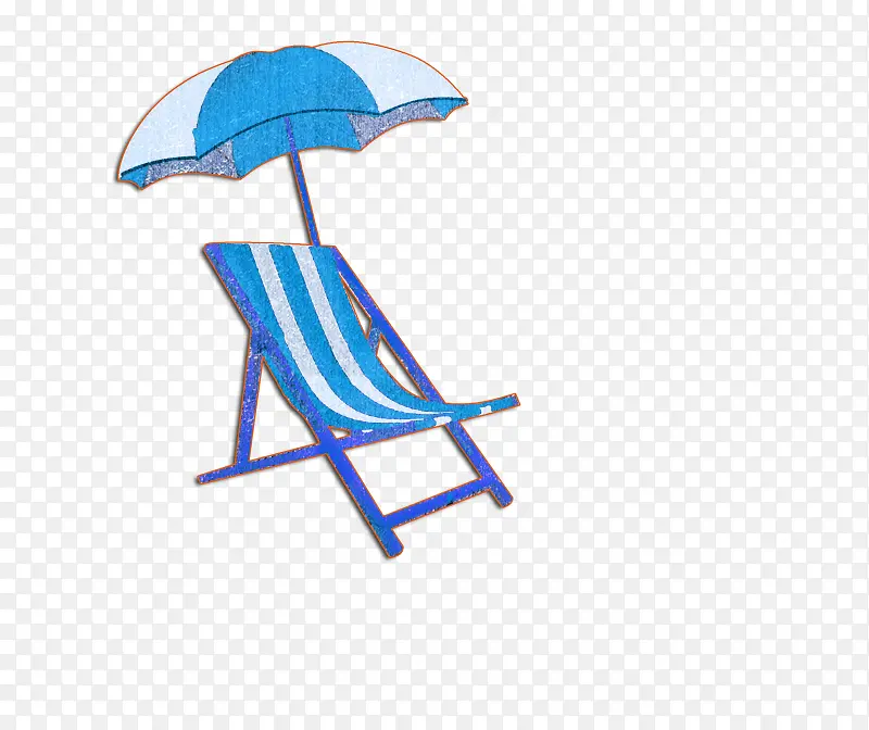卡通遮阳伞和躺椅夏天