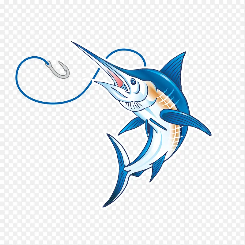 鱼钩和蓝色鱼