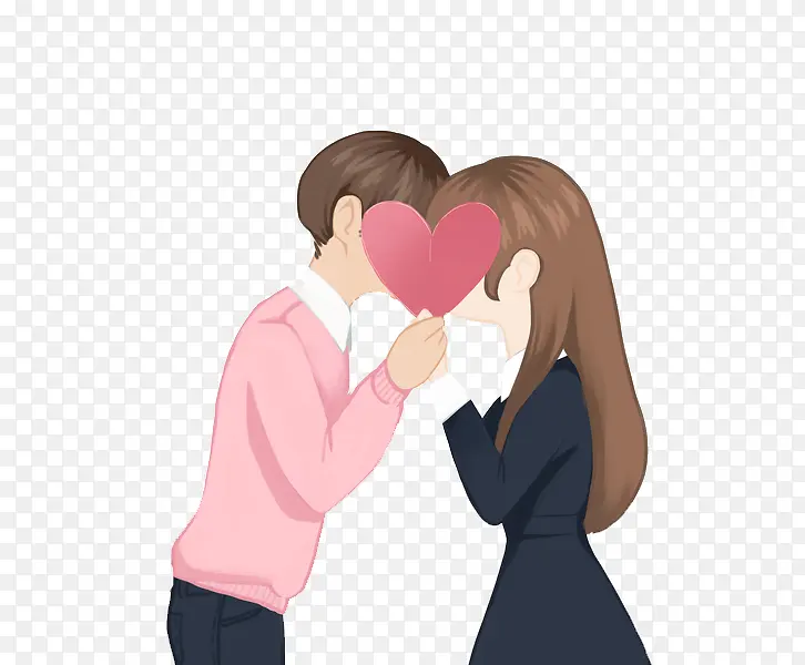 卡通接吻的情侣免抠图