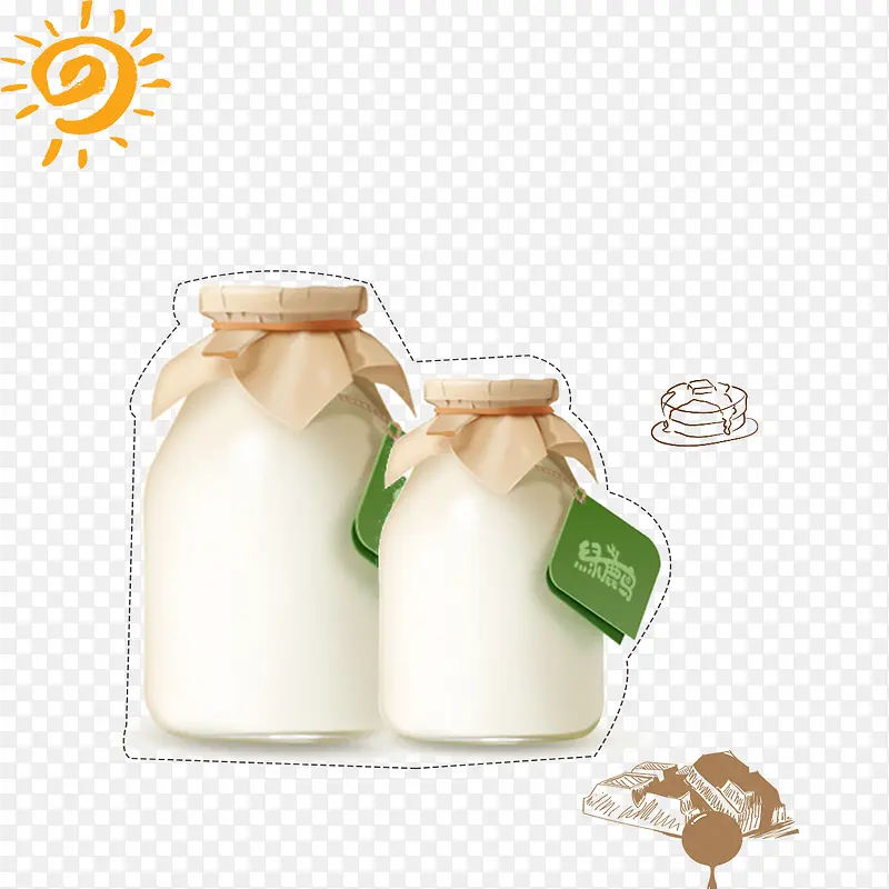 水彩牛奶瓶子免抠图