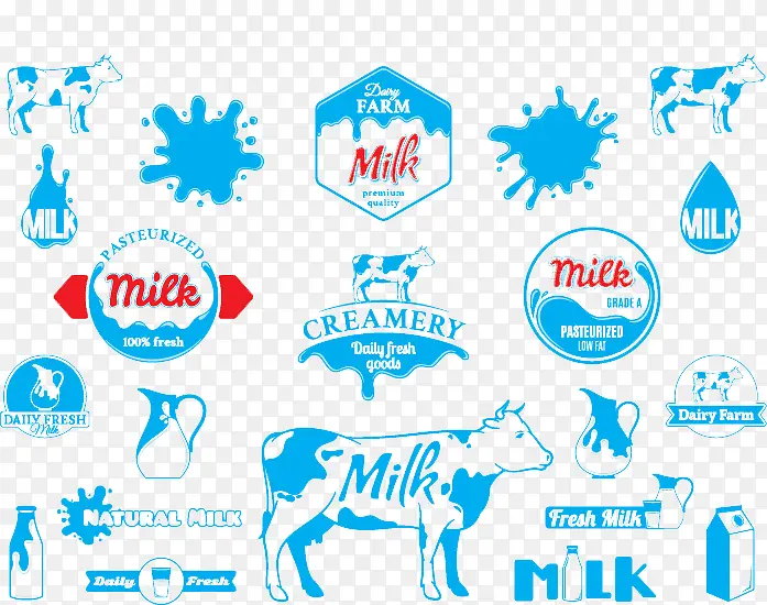 蓝色牛奶瓶子图标