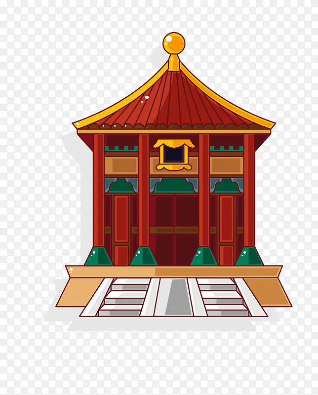 手绘卡通中国传统建筑