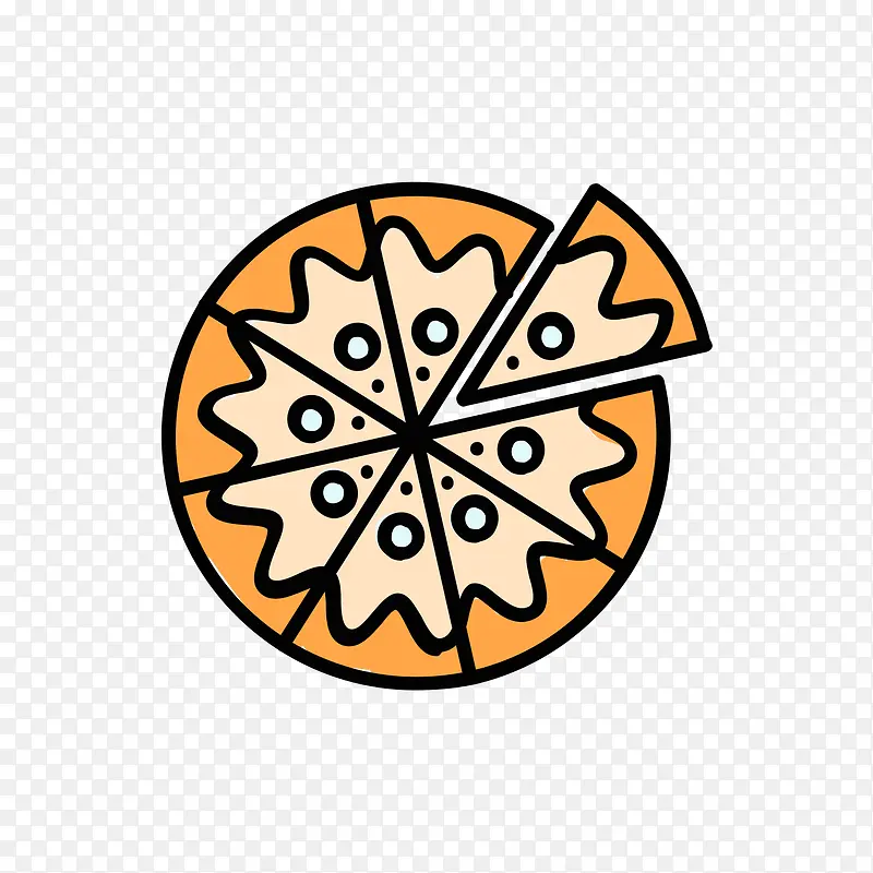 灰色手绘圆弧披萨食物元素