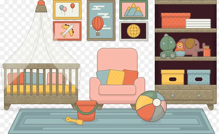 彩色卡通婴儿房