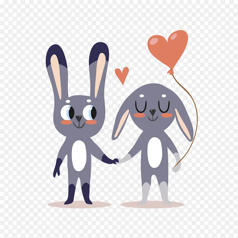 卡通兔子爱情动物免抠素材