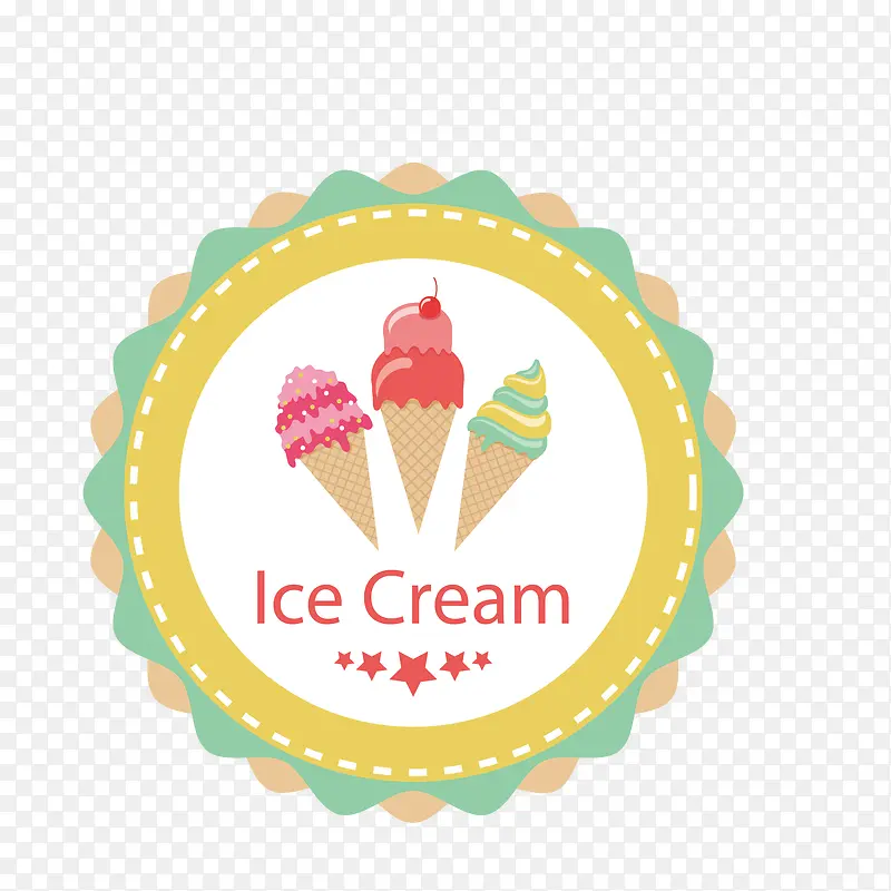 淡色三个冰淇淋图标