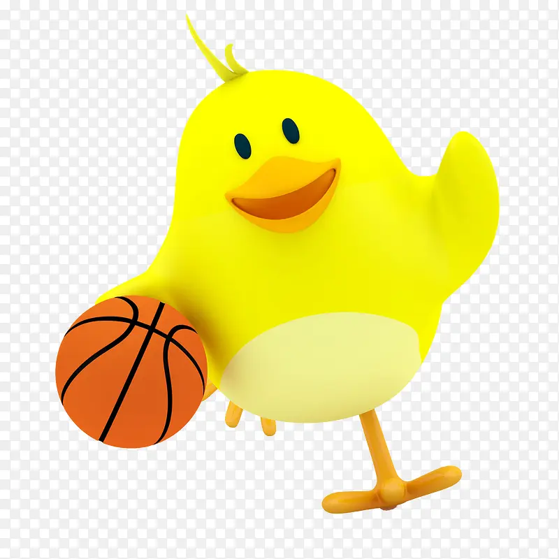 卡通打篮球的小鸡免抠图