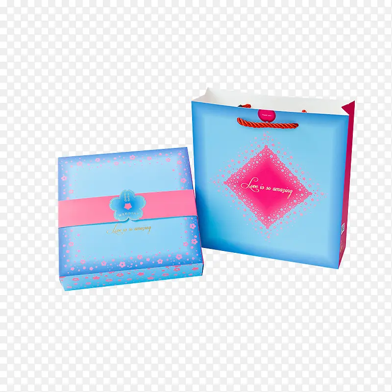 蓝色设计感礼物盒手提袋
