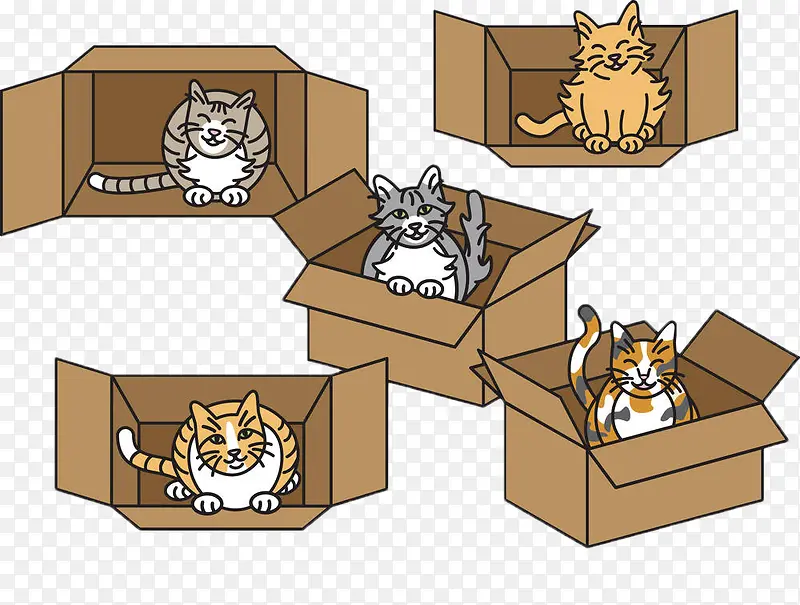 手绘纸箱和猫