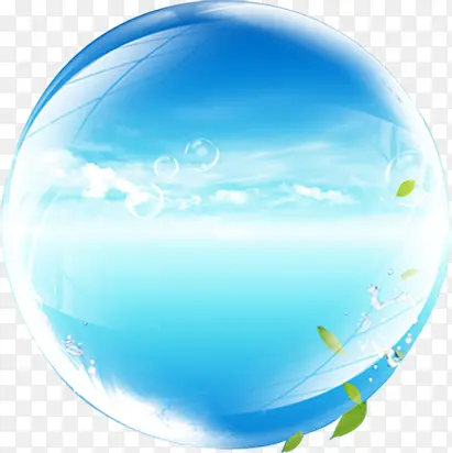 蓝色透明水球海报背景