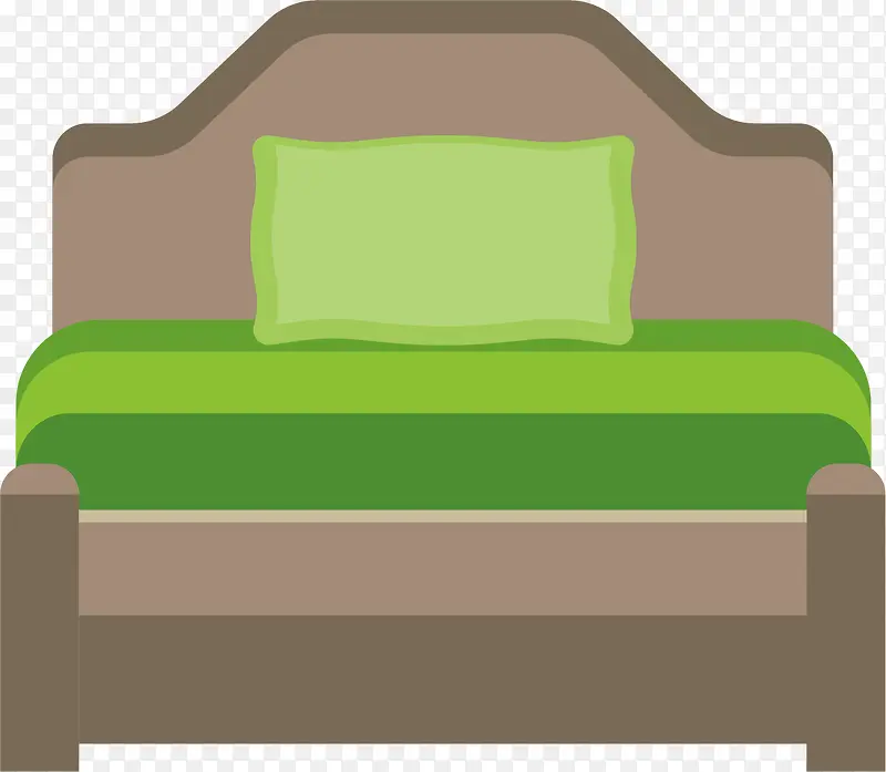 绿色靠背卡通矢量家庭床