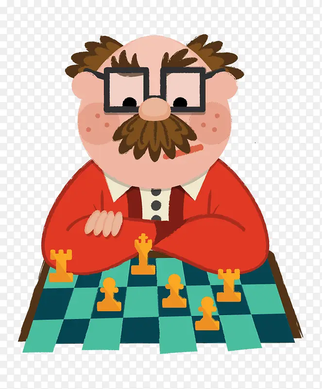 扁平化下棋的老爷爷