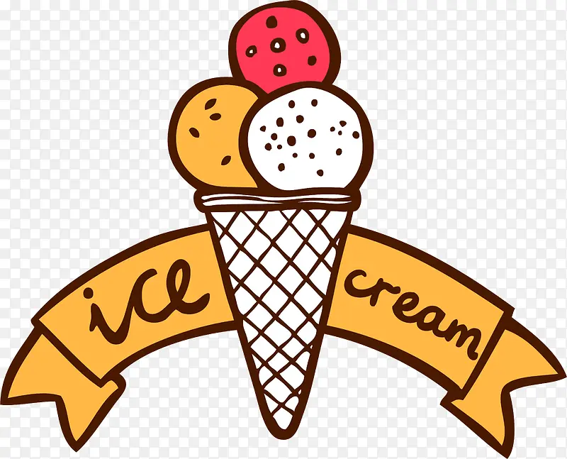 手绘冰淇淋甜品标签