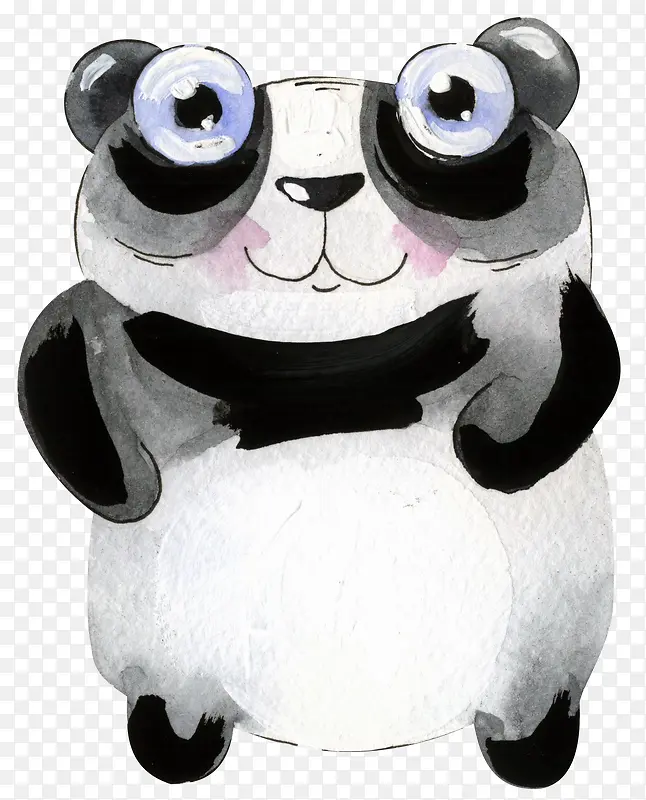 水彩卡通熊猫