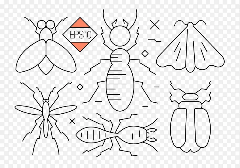 蚊虫蟑螂轮廓素材
