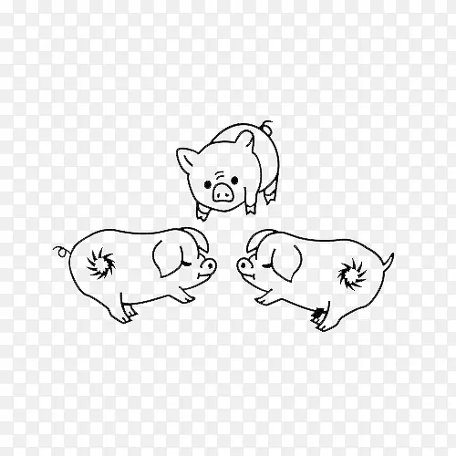 3只猪简笔画