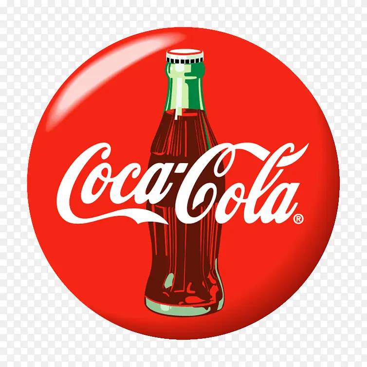 可口可乐瓶子圆形红色徽章