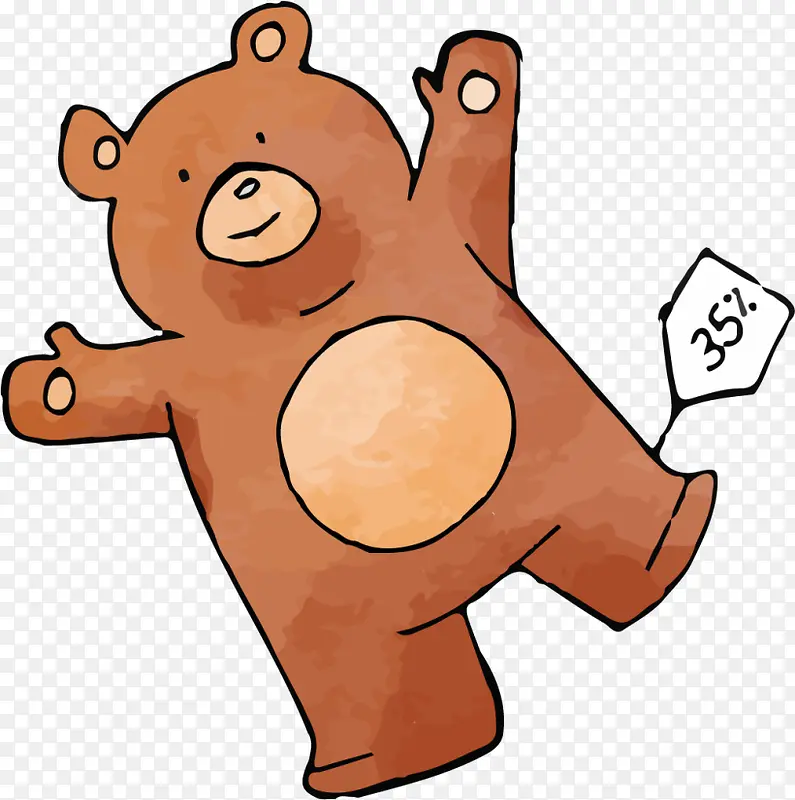 手绘棕色小熊玩偶