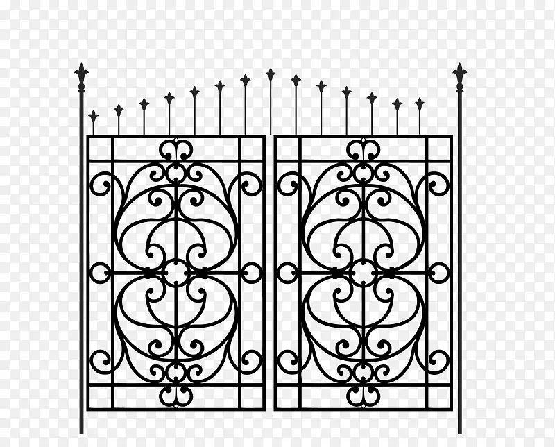 矢量素材黑色简洁铁艺门