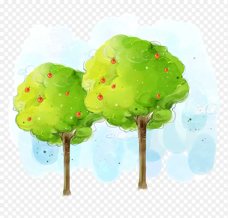 卡通绿色果树