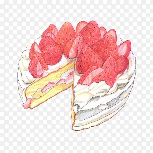 切开的草莓蛋糕