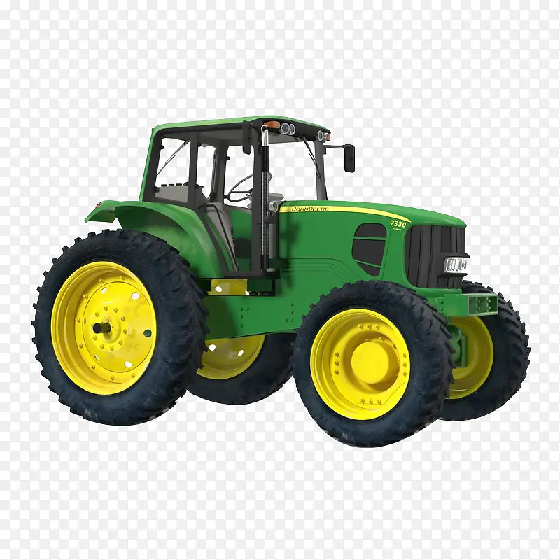 黄绿色大型农用拖拉机
