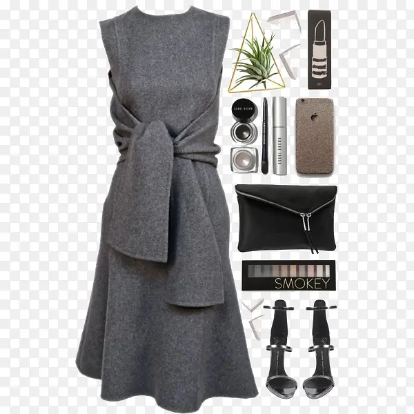 灰色连衣裙和高跟鞋