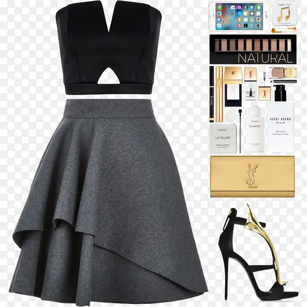 灰色半身裙和高跟鞋