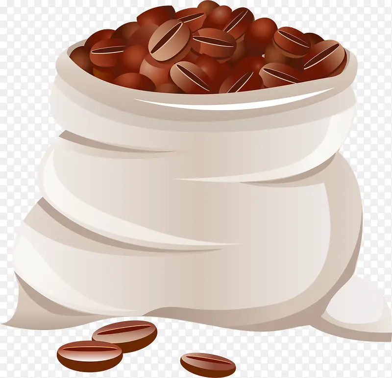 手绘棕色咖啡豆袋子