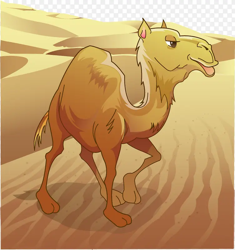 矢量手绘沙漠里的骆驼