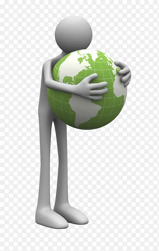 卡通3D素材3d小人 抱着地球