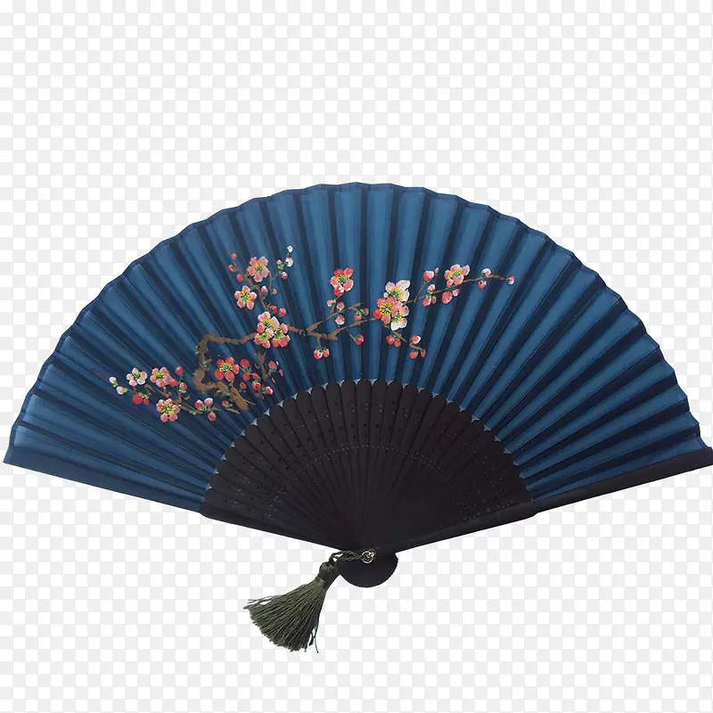 蓝色梅花折扇古典中式