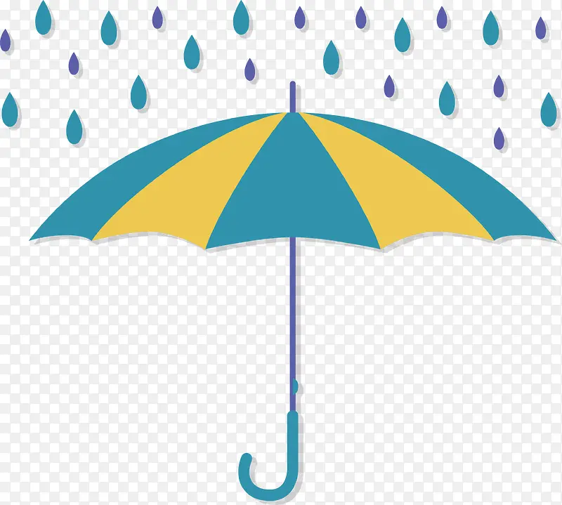 黄蓝色条纹雨伞