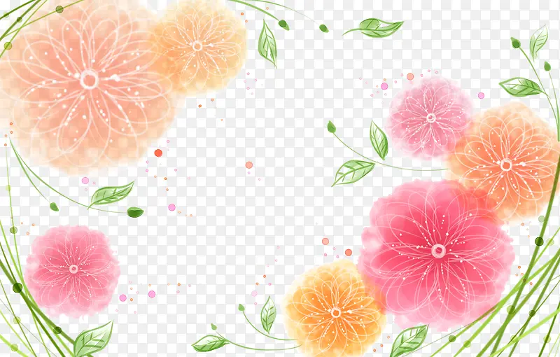 手绘水彩花卉边框装饰