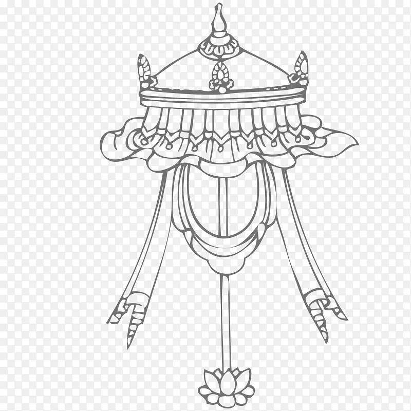 佛教元素白伞矢量素材