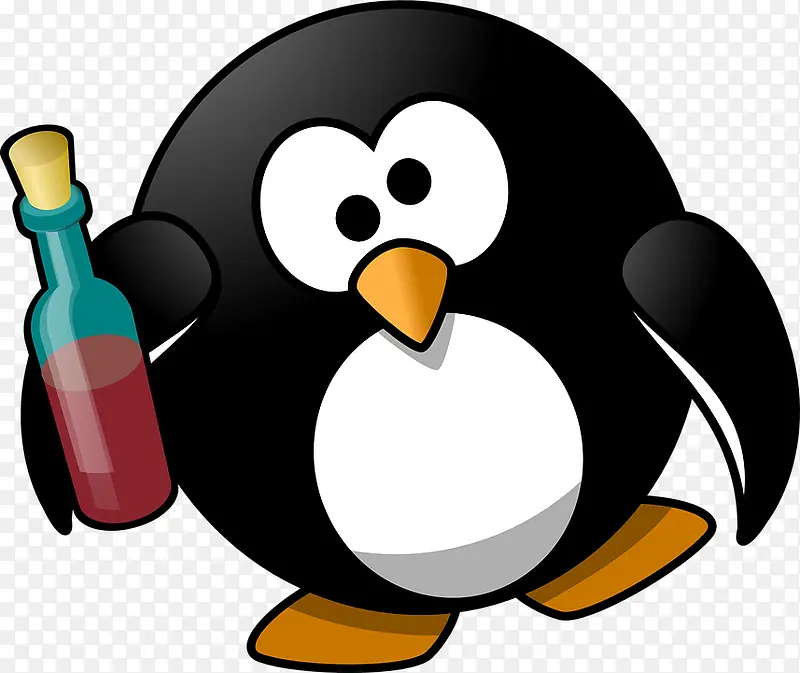 拿酒瓶的企鹅