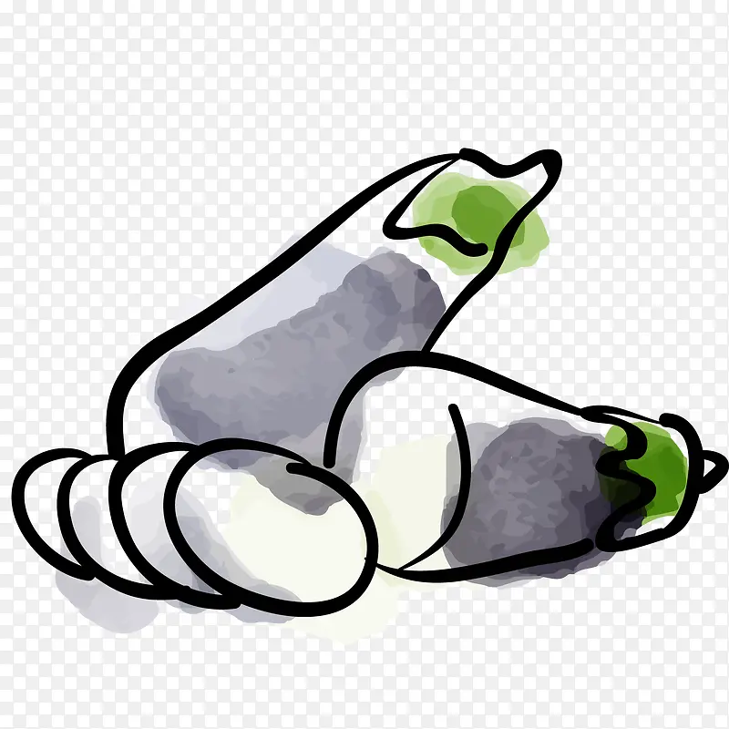 手绘彩绘茄子设计