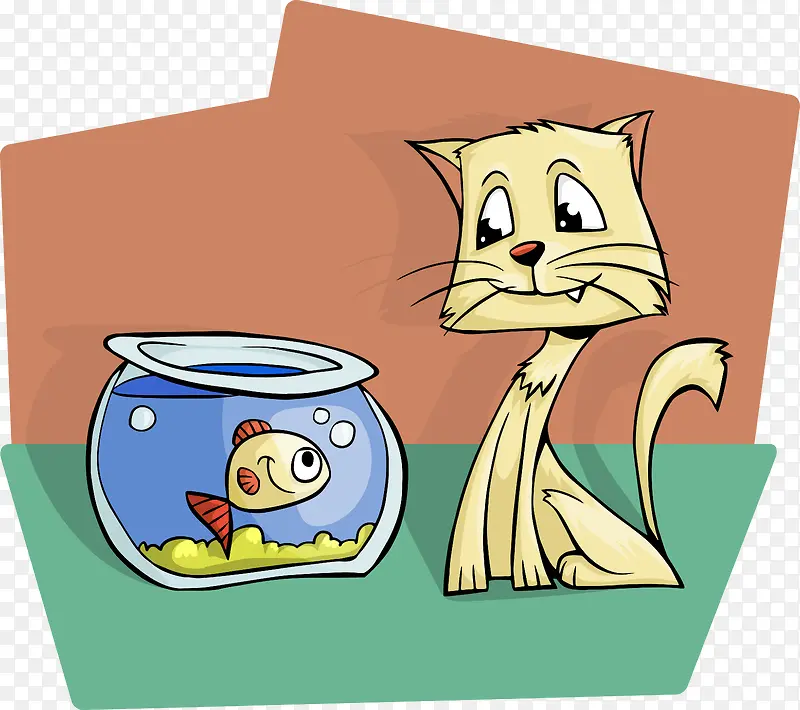 看着鱼缸的猫
