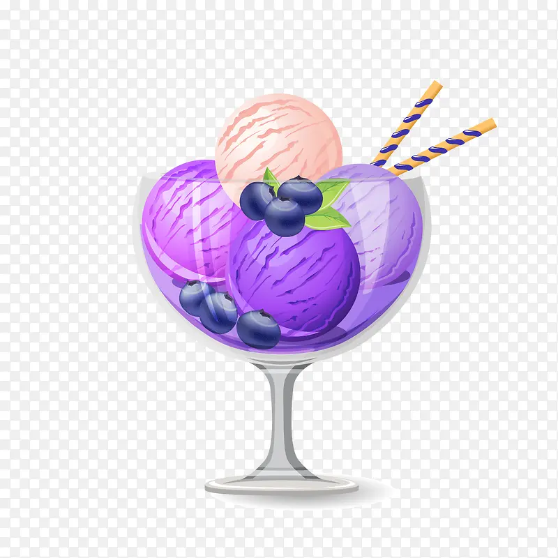 夏季紫色冰淇淋球矢量图