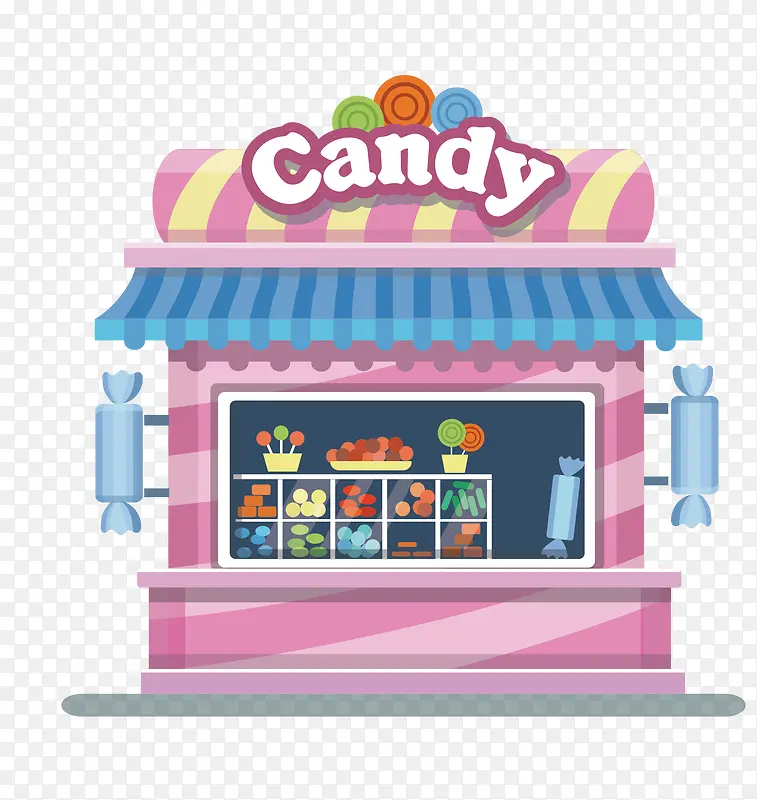 矢量卡通粉色candy商店